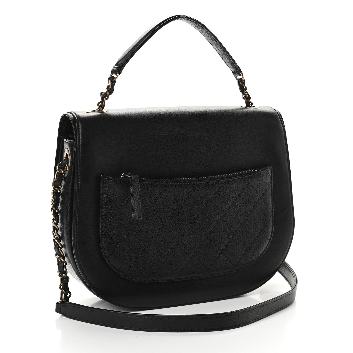 Chanel Shiny Calfskin Goatskin Quilted Medium Coco Curve Messenger Flap Black 2 of 9