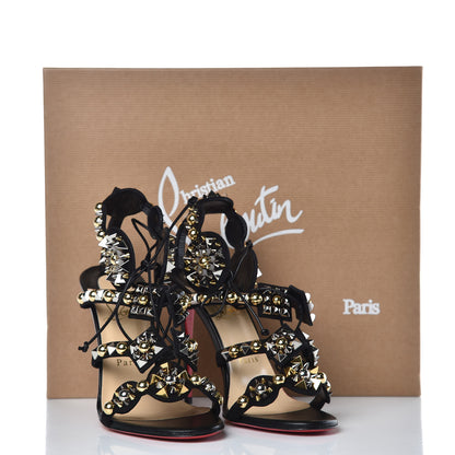 Christian Louboutin Shiny Nappa Studded Kaleikita 100 Sandals 39.5 Black 10 of 10