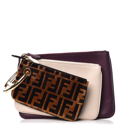 Fendi Calfskin Velvet F is FF Triplette Pouch Set Multicolor 1 of 10