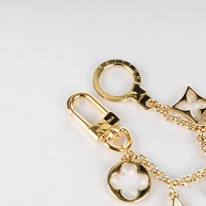 Louis Vuitton Brass Enamel Fleur De Monogram Bag Charm Chain Gold 3 of 3