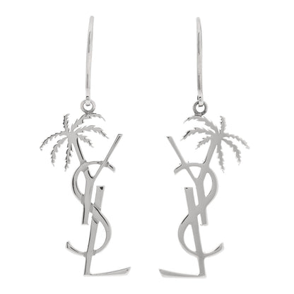 Saint Laurent Metal Monogram Palm Earrings Silver 1 of 4