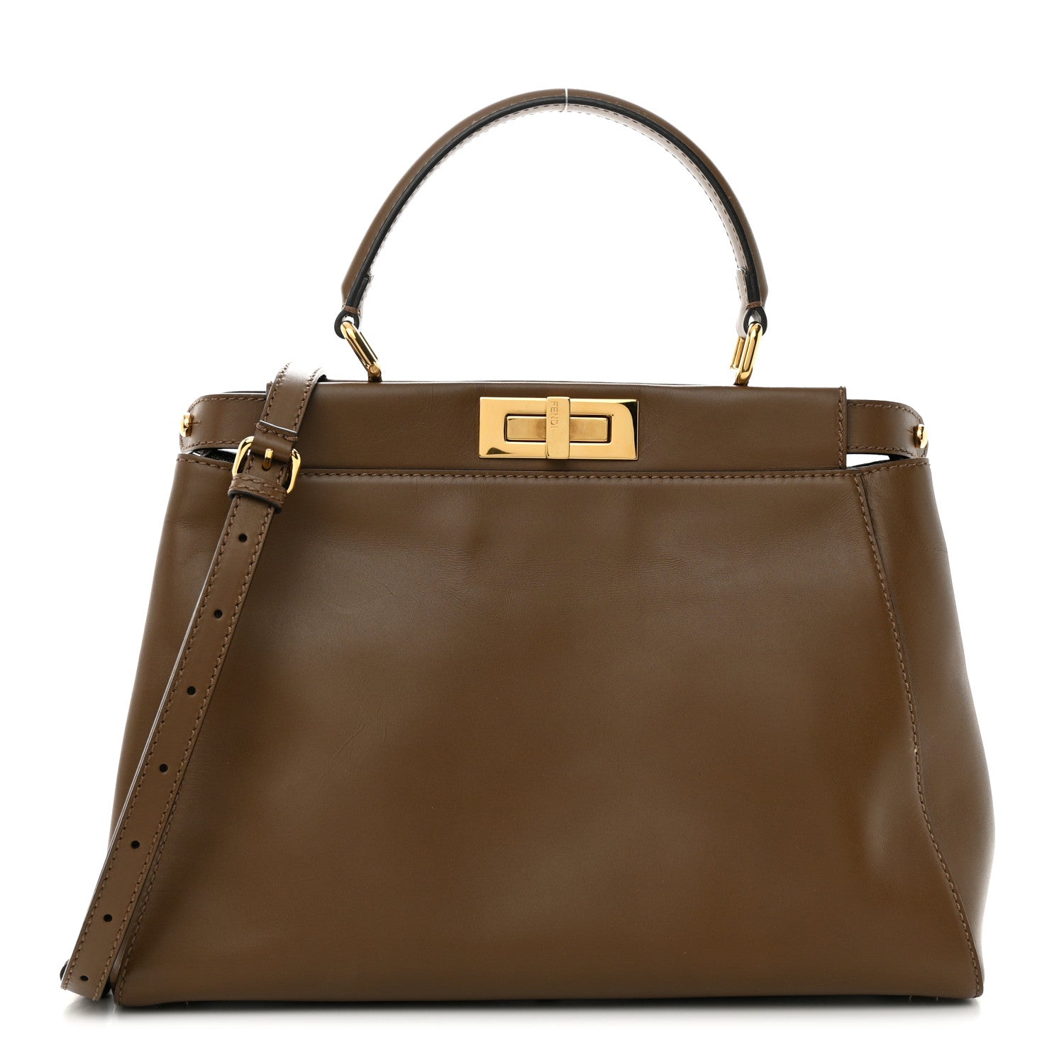 Fendi Vitello Morgan Fabric Jacquard Pequin Medium Peekaboo Iconic Satchel Foresta Tobacco Black 1 of 10