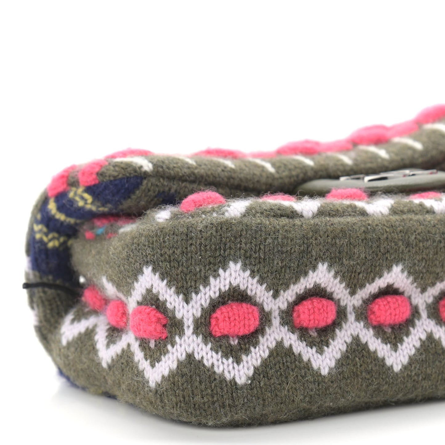 Cashmere Knit Extra Mini Single Flap Khaki Multicolor