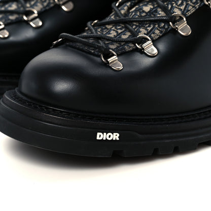 Christian Dior Oblique Calfskin Mens Explorer II Buckle Hiking Boots 45 Black Blue 10 of 10