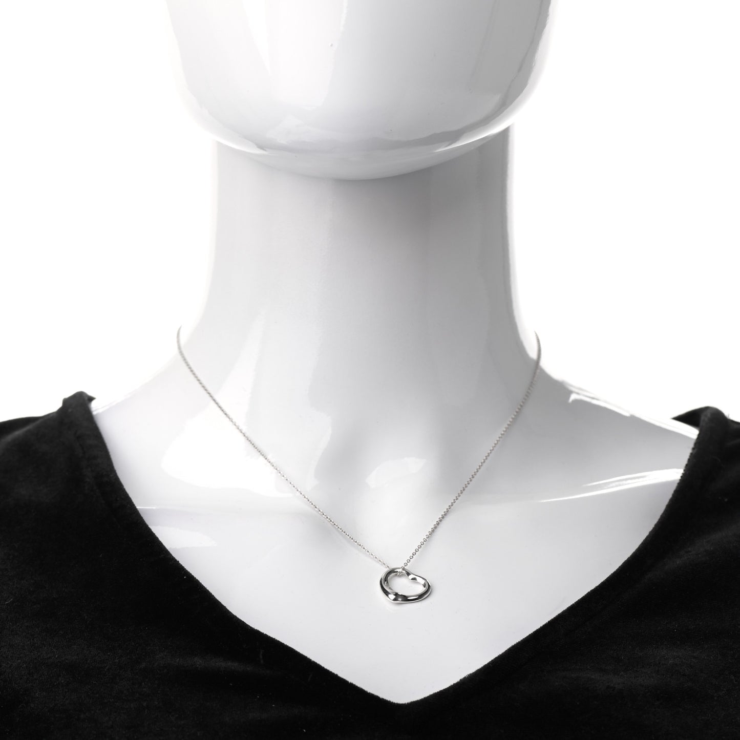 Sterling Silver 16mm Elsa Peretti Open Heart Pendant Necklace