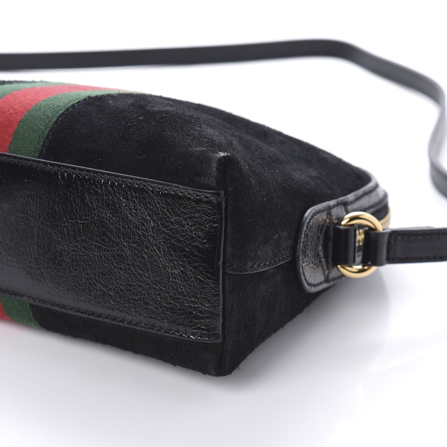 Gucci Suede Patent Web GG Small Ophidia Dome Shoulder Bag Black 7 of 10