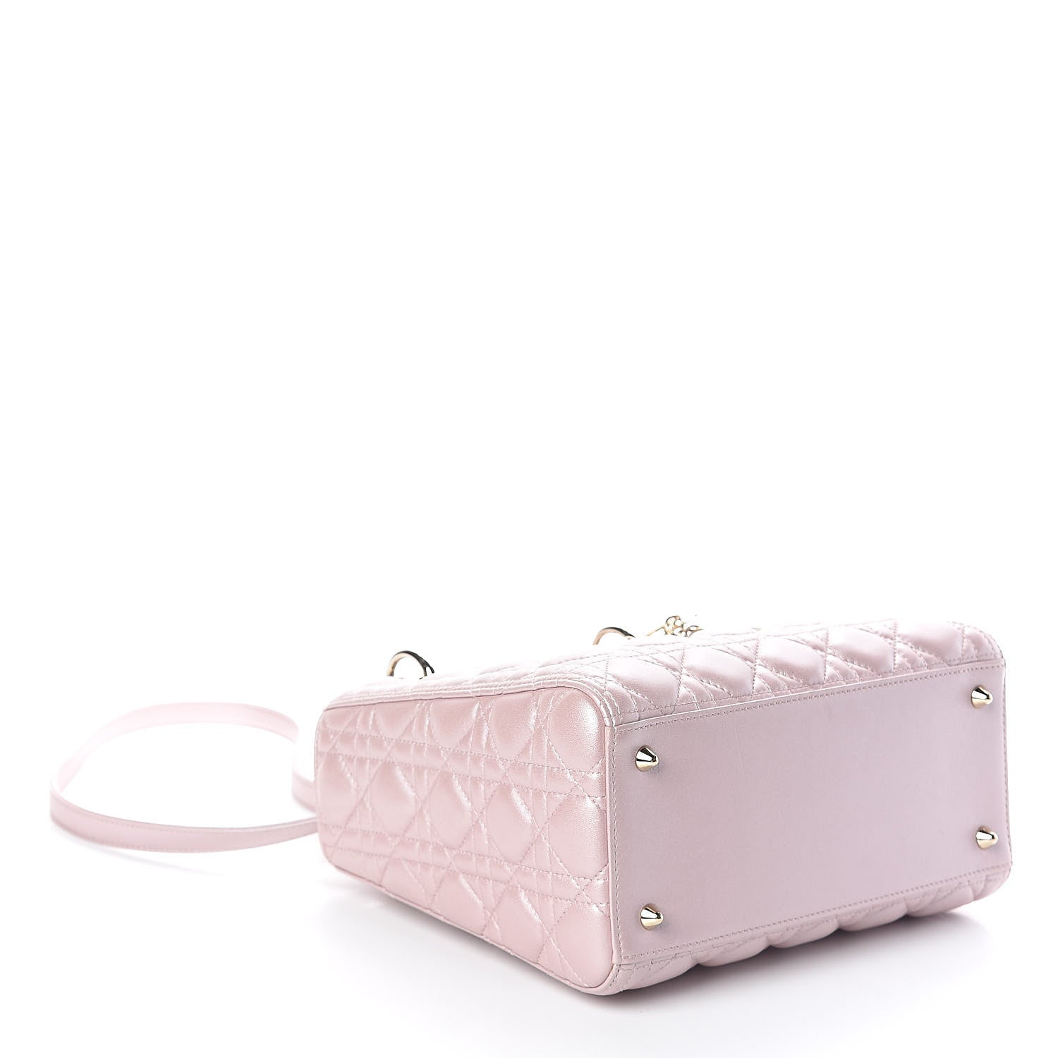 Christian Dior Pearly Lambskin Cannage Medium Lady Dior Lotus 4 of 9