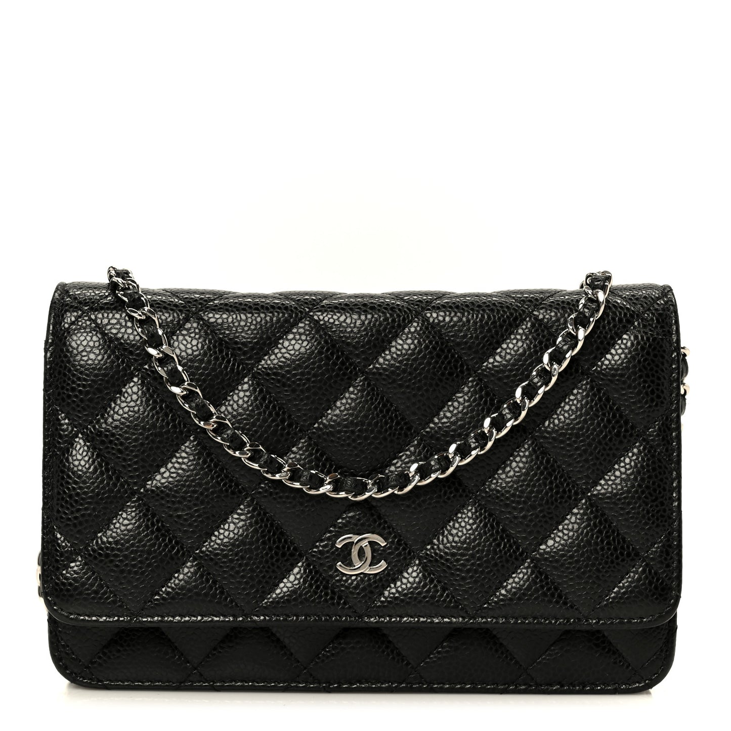 Caviar Quilted Wallet on Chain WOC Black