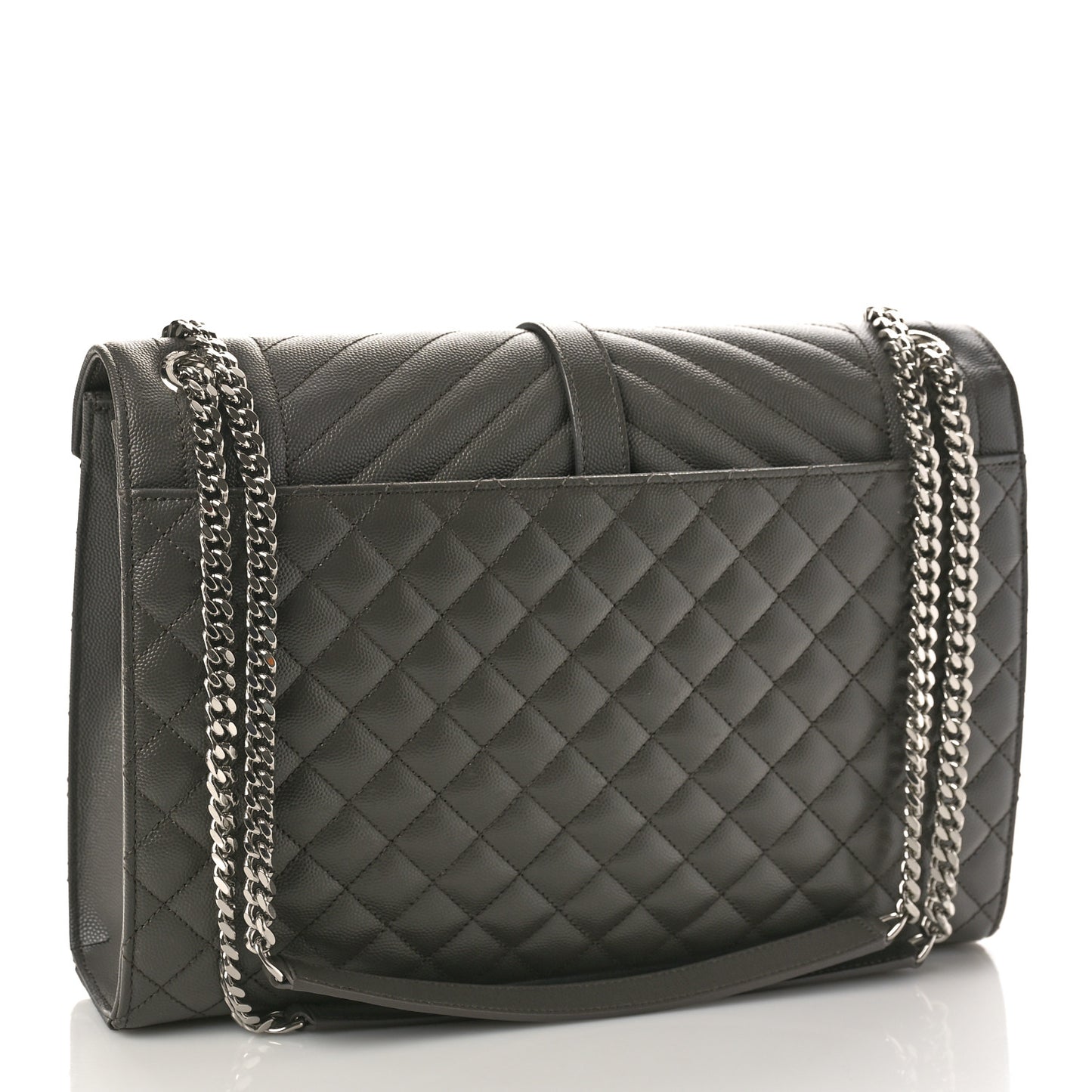 Grain De Poudre Textured Mixed Matelasse Large Triquilt Monogram Satchel Earth