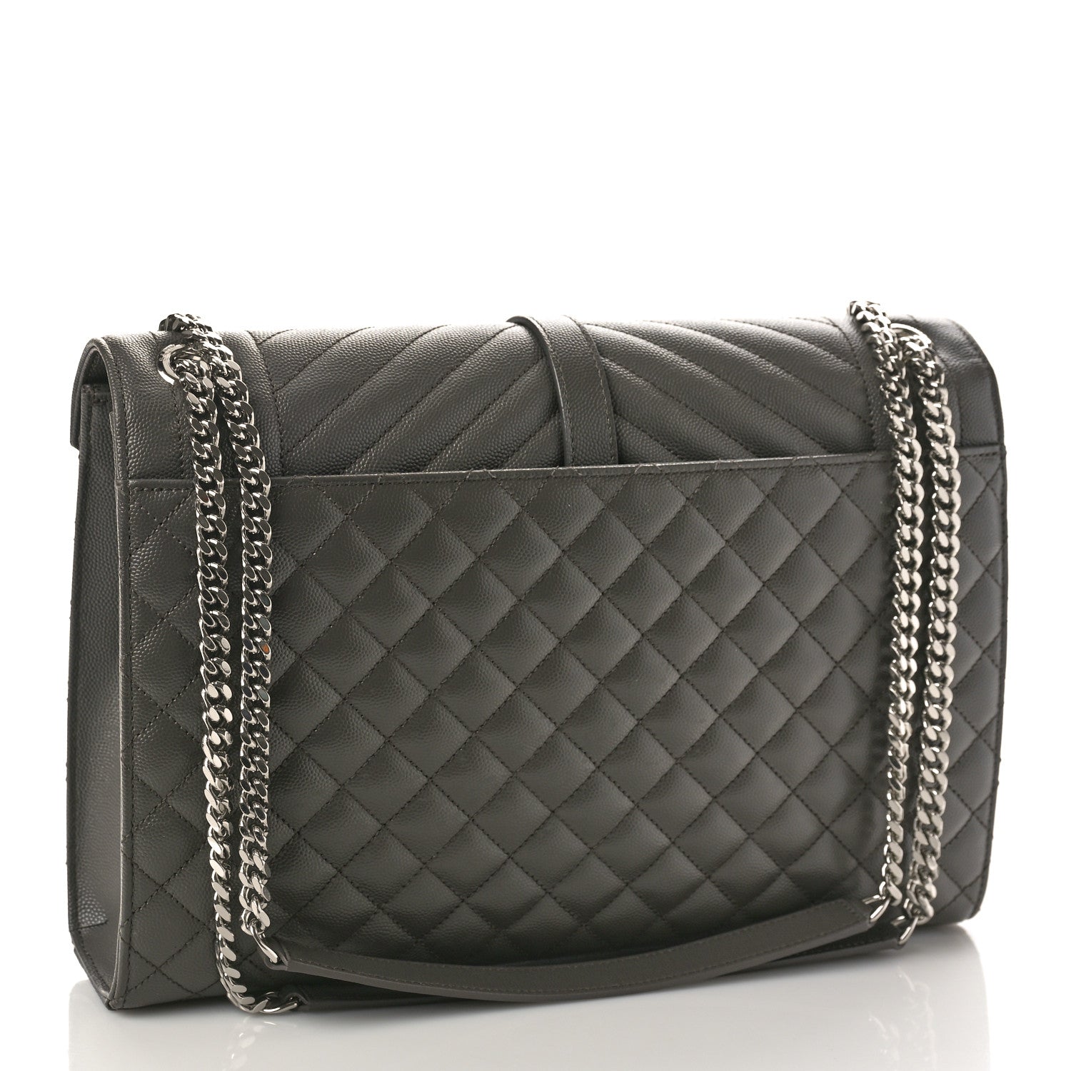 Saint Laurent Grain De Poudre Textured Mixed Matelasse Large Triquilt Monogram Satchel Earth 3 of 8