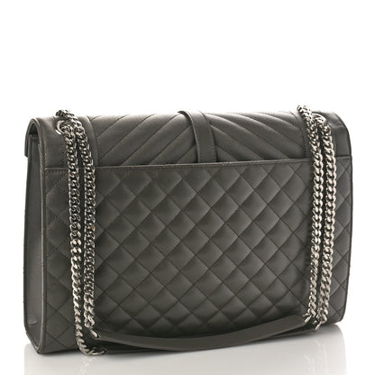 Saint Laurent Grain De Poudre Textured Mixed Matelasse Large Triquilt Monogram Satchel Earth 3 of 8