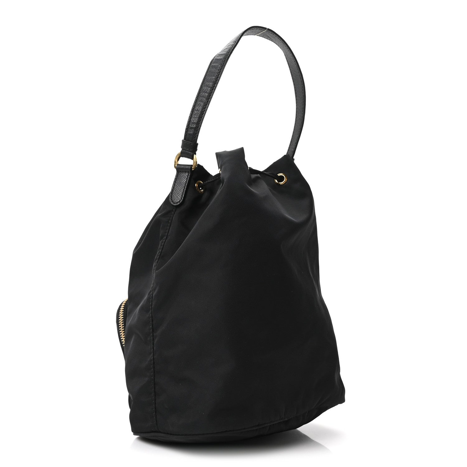 Prada Saffiano Tessuto Nylon Mini Bucket Crossbody Bag Black 3 of 10