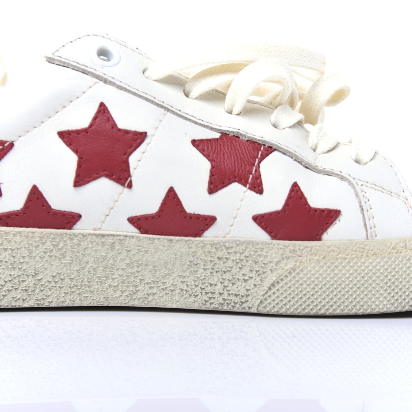 Calfskin Star Court Sneakers 38.5 White Red