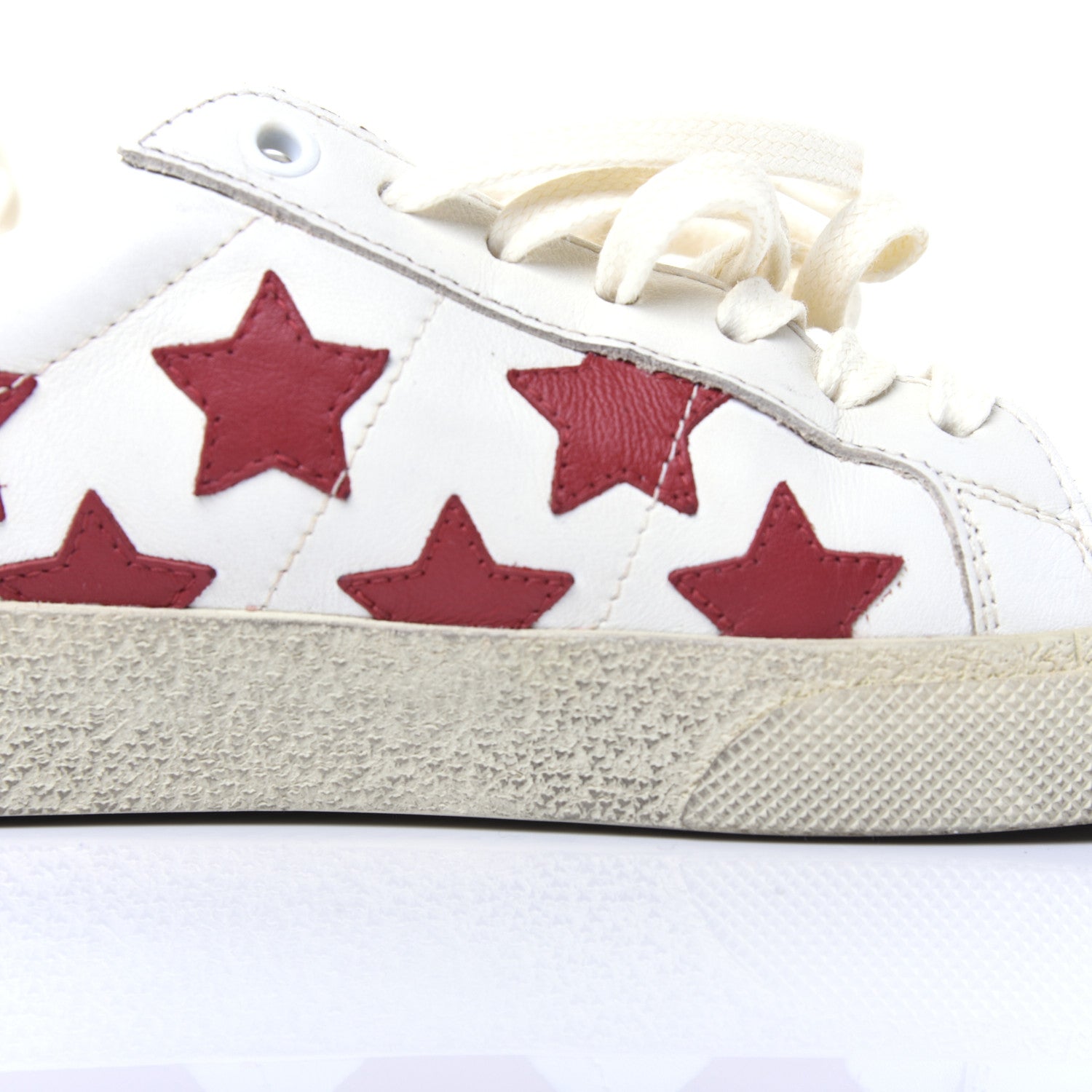 Saint Laurent Calfskin Star Court Sneakers 38.5 White Red 12 of 15