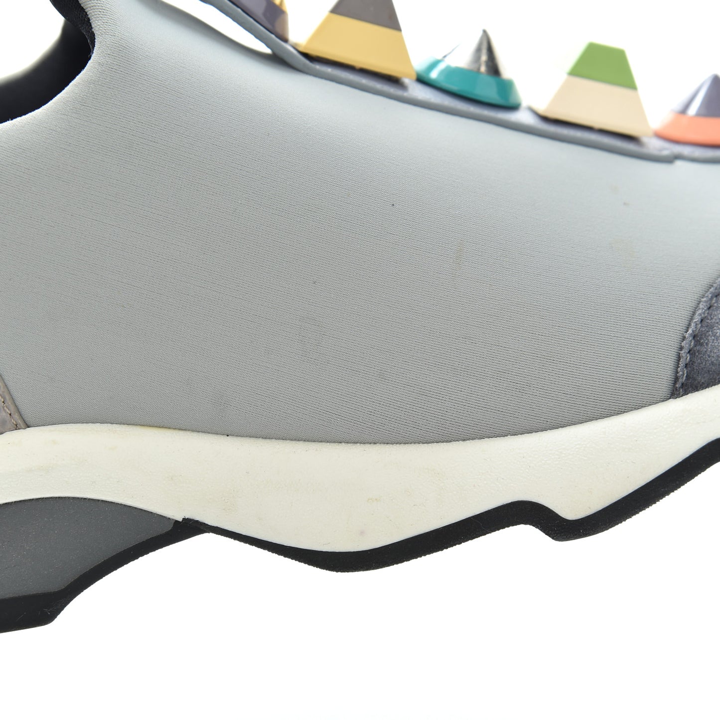 Neoprene Calfskin Rainbow Studded Sneaker 35.5 Gray