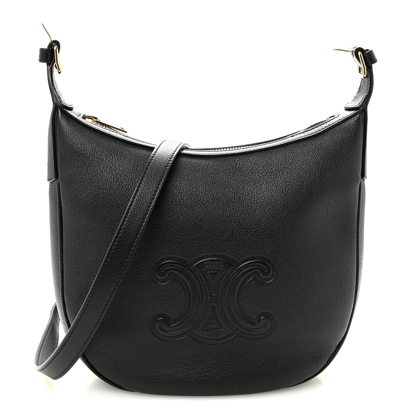 Supple Calfskin Cuir Triomphe Small Heloise Shoulder Bag Black