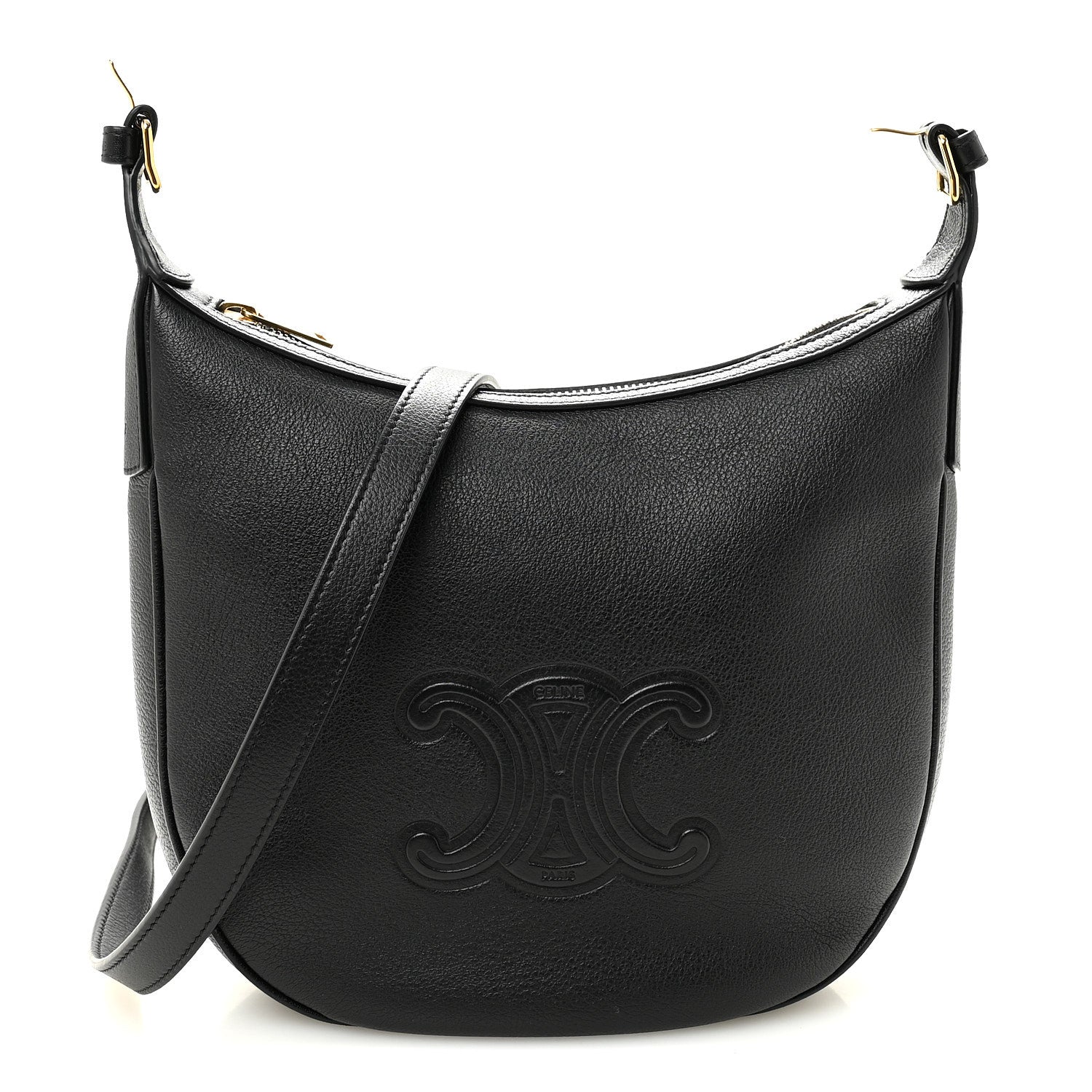 Celine Supple Calfskin Cuir Triomphe Small Heloise Shoulder Bag Black 1 of 11