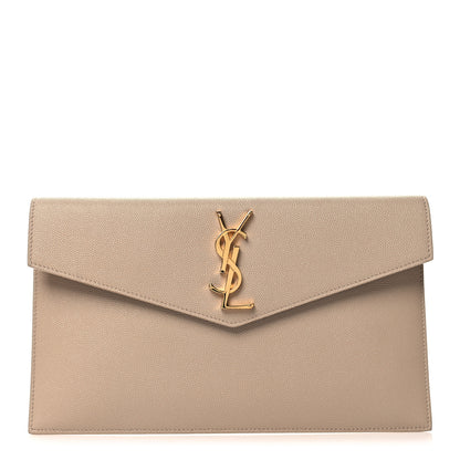 Saint Laurent Grain De Poudre Uptown Pouch Dark Beige 1 of 11