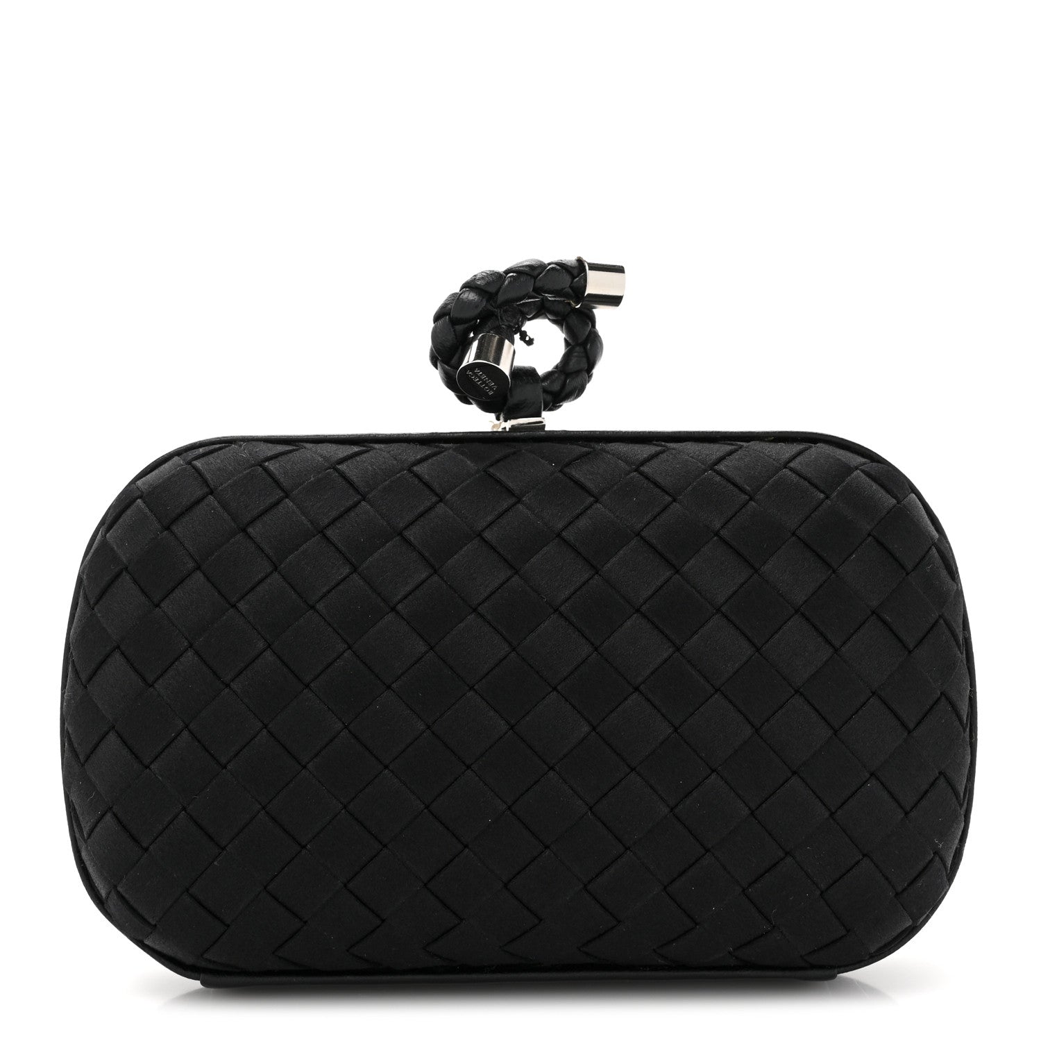 Bottega Veneta Satin Intreccio Impero Knot Clutch Black 1 of 7