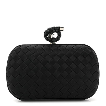 Bottega Veneta Satin Intreccio Impero Knot Clutch Black 1 of 7