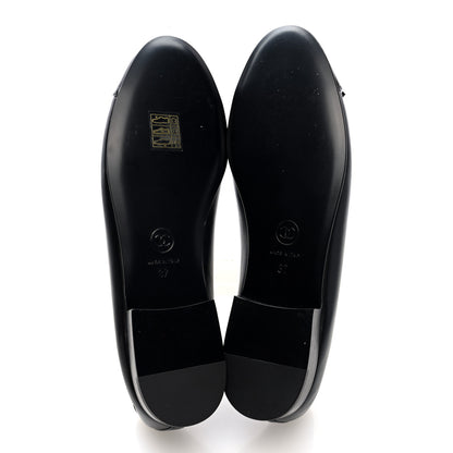 Chanel Lambskin Patent Cap Toe Ballerina Flats 37 Black 6 of 9