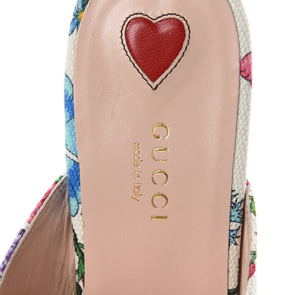 Gucci Canvas Flora Womens Princetown Slippers 37.5 White Multicolor 6 of 7