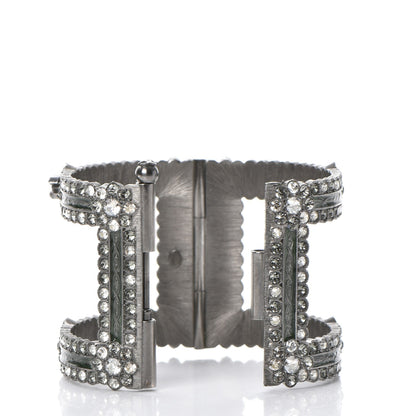 Chanel Ruthenium Crystal Cutout CC Wide Cuff 4 of 5