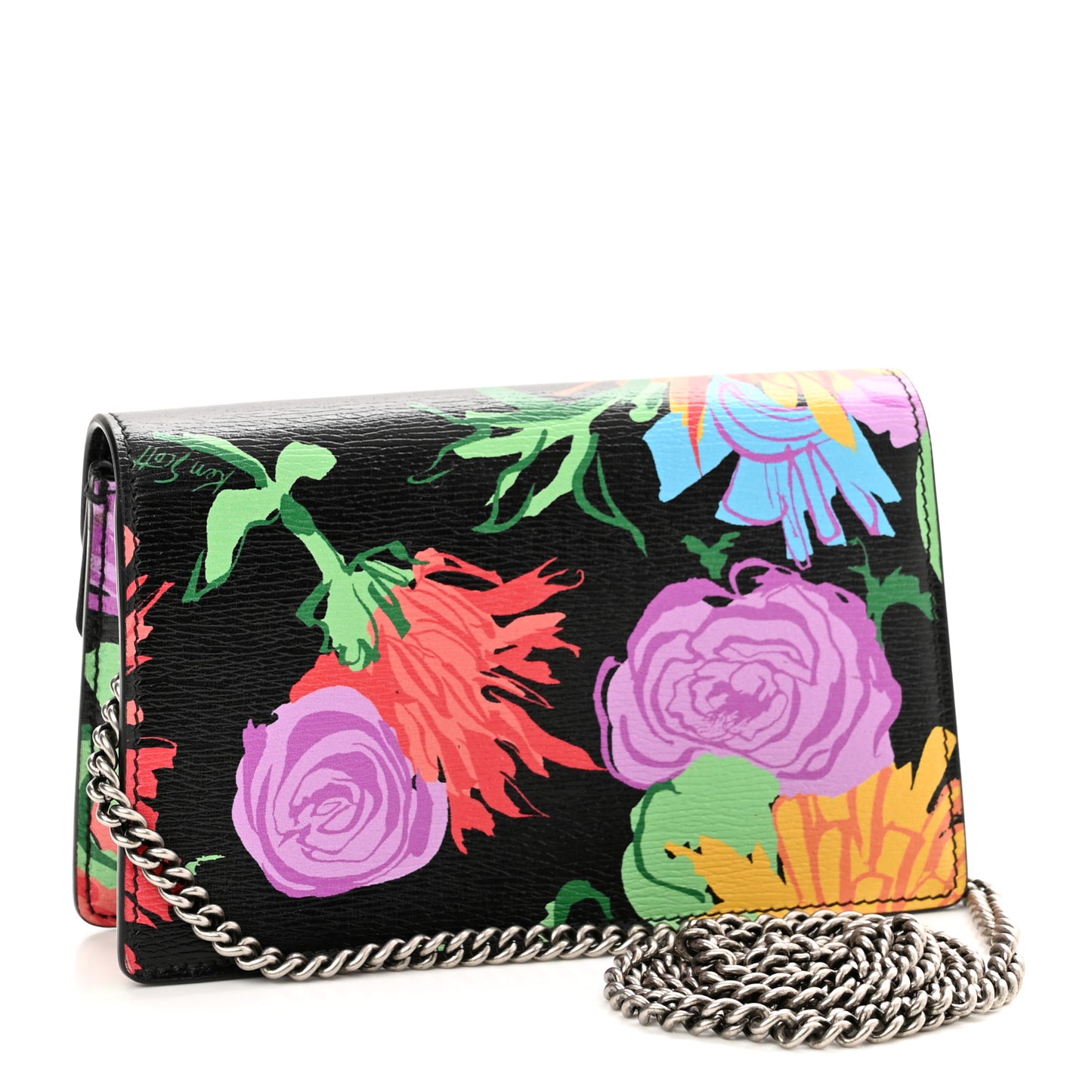 X KEN SCOTT New Shangai Calfskin Jenny Floral Print Super Mini Dionysus Shoulder Bag Black Pink