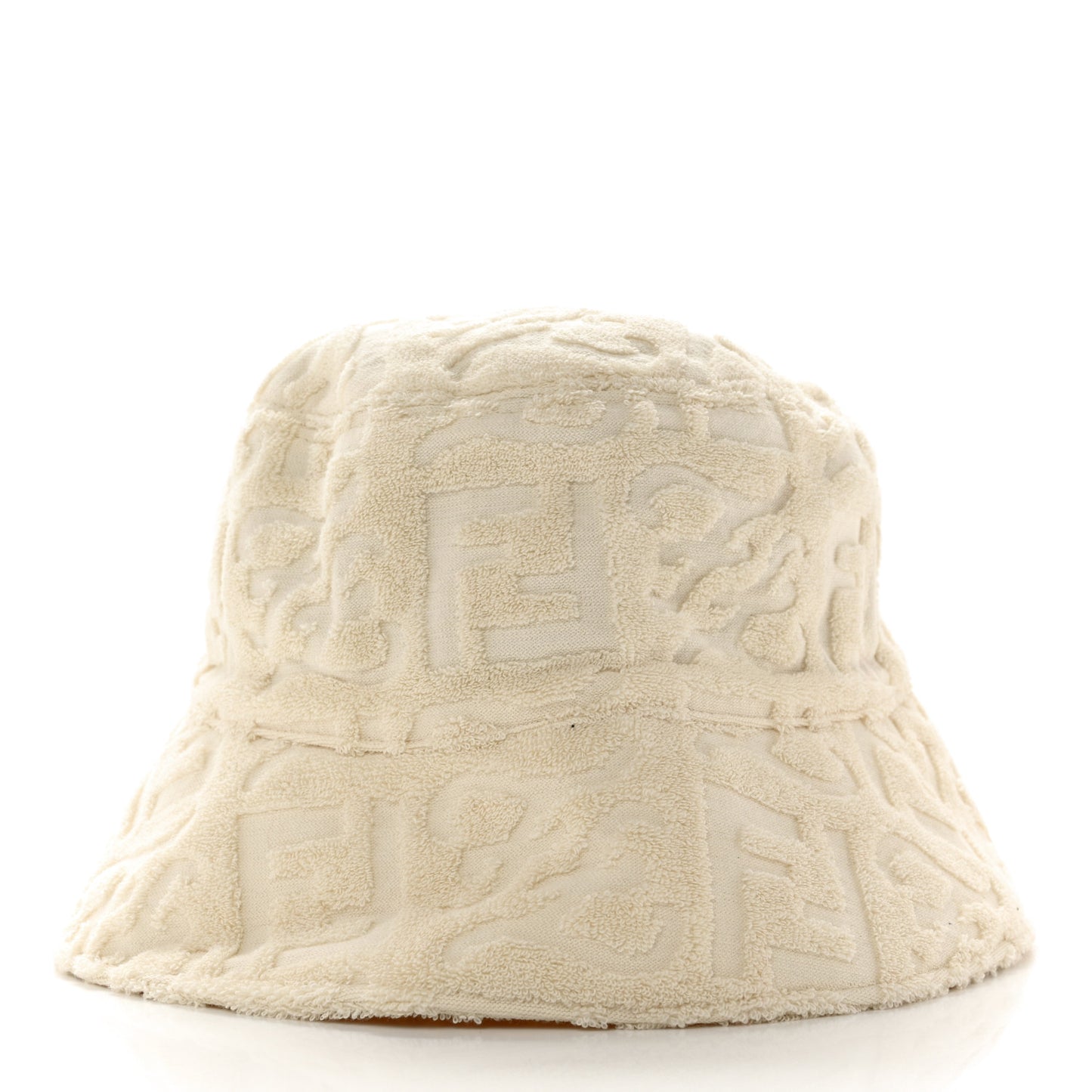 Terrycloth Karligraphy Embroidered Bucket Hat M White