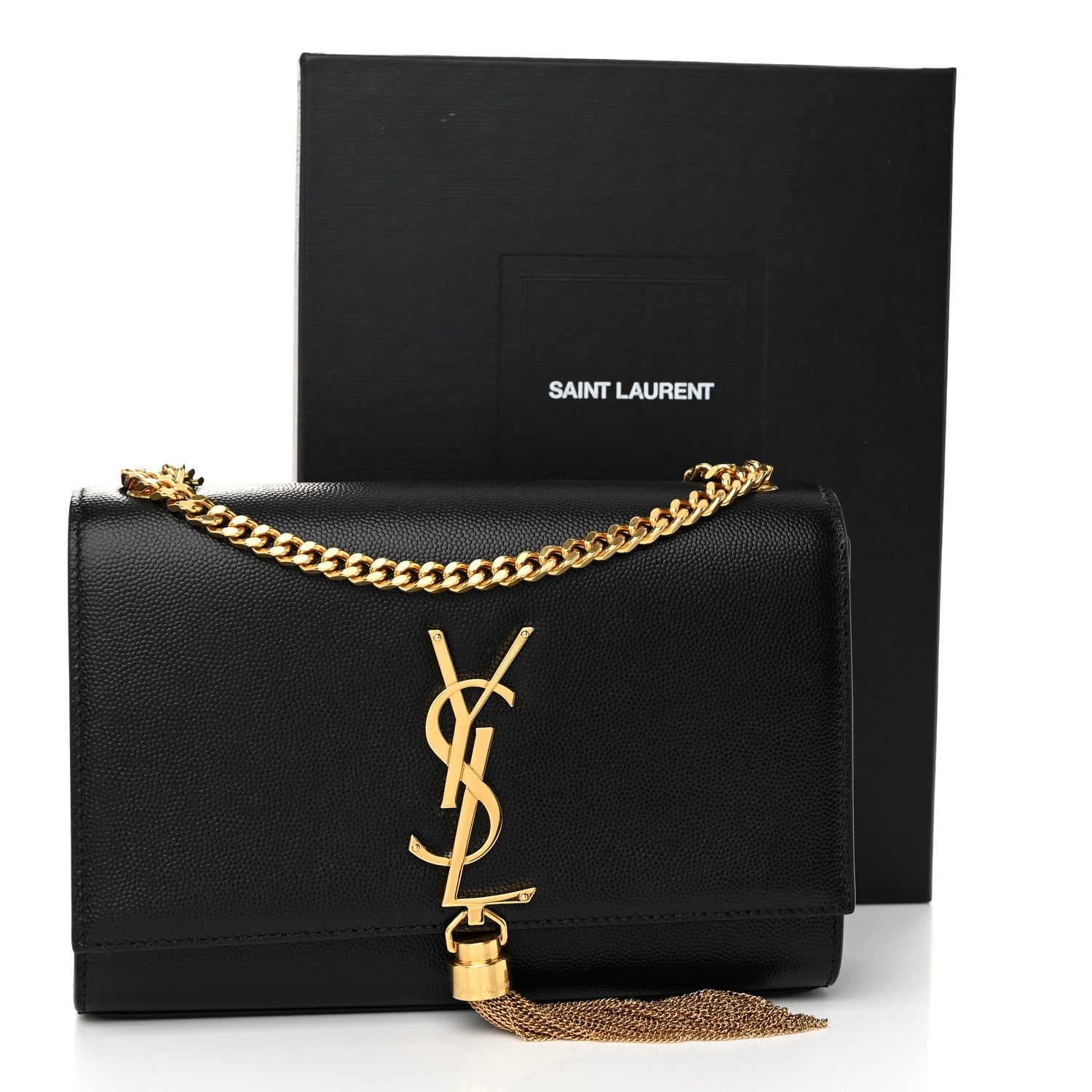 Saint Laurent Grain De Poudre Small Classic Monogram Kate Tassel Satchel Black 11 of 11