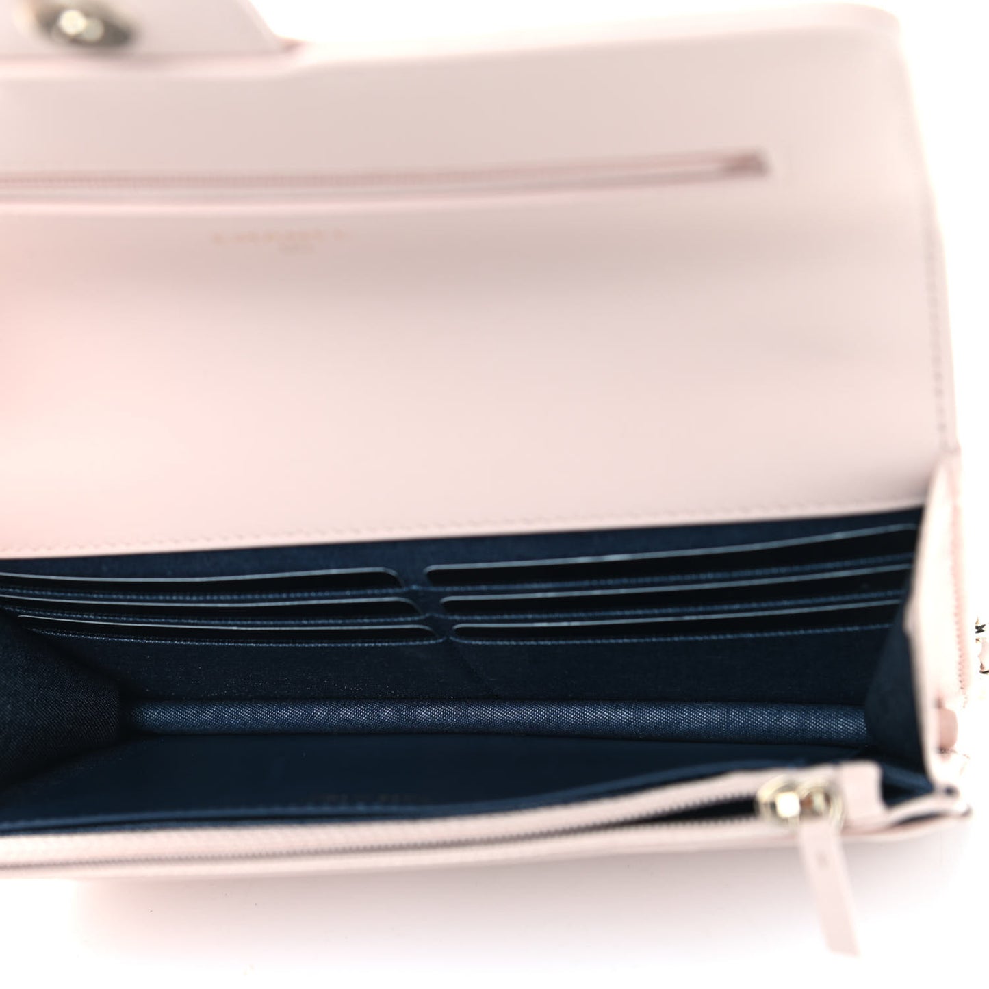 Lambskin Plexi Quilted Wallet On Chain WOC Light Beige