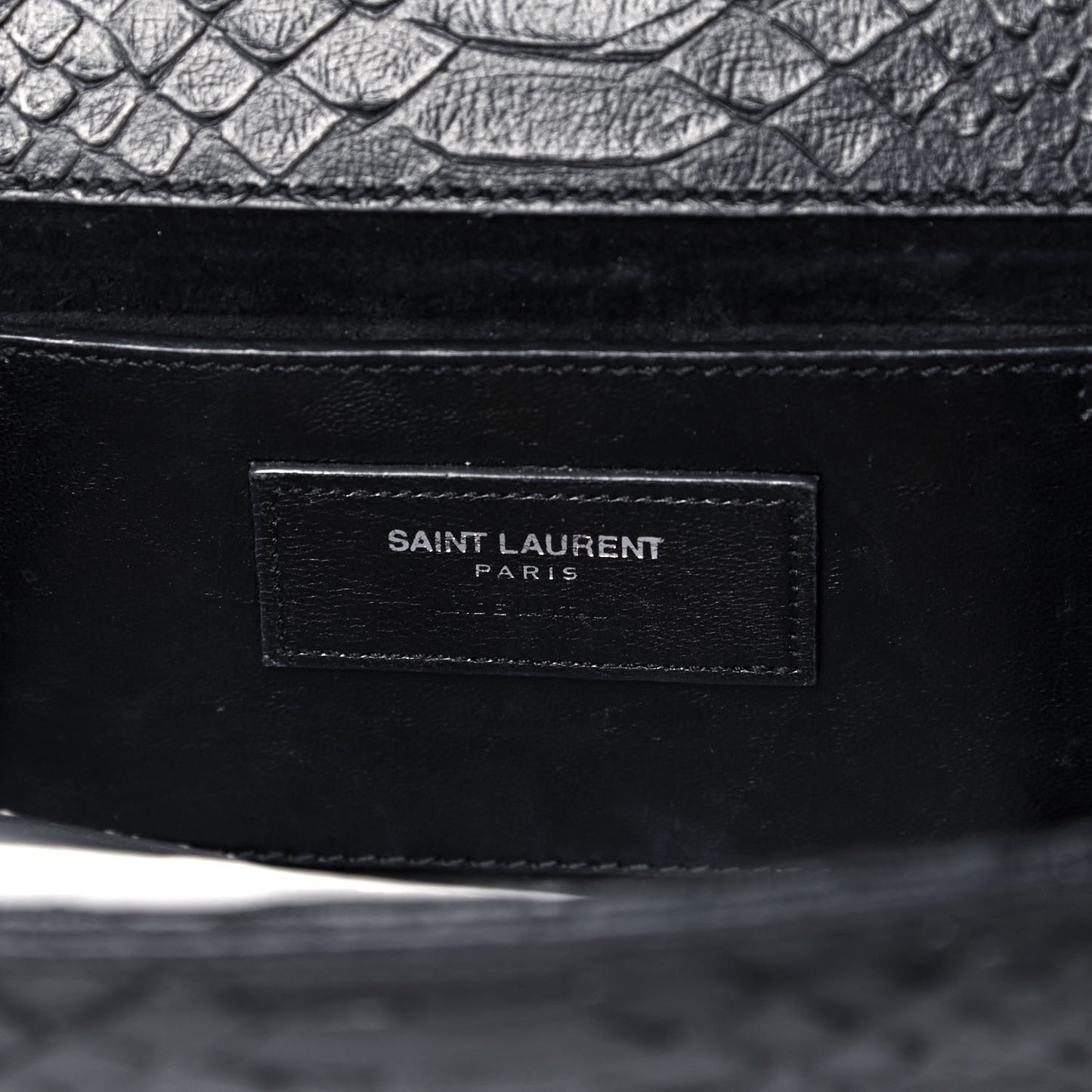 Snakeskin Medium Classic Monogram Kate Tassel Satchel Black