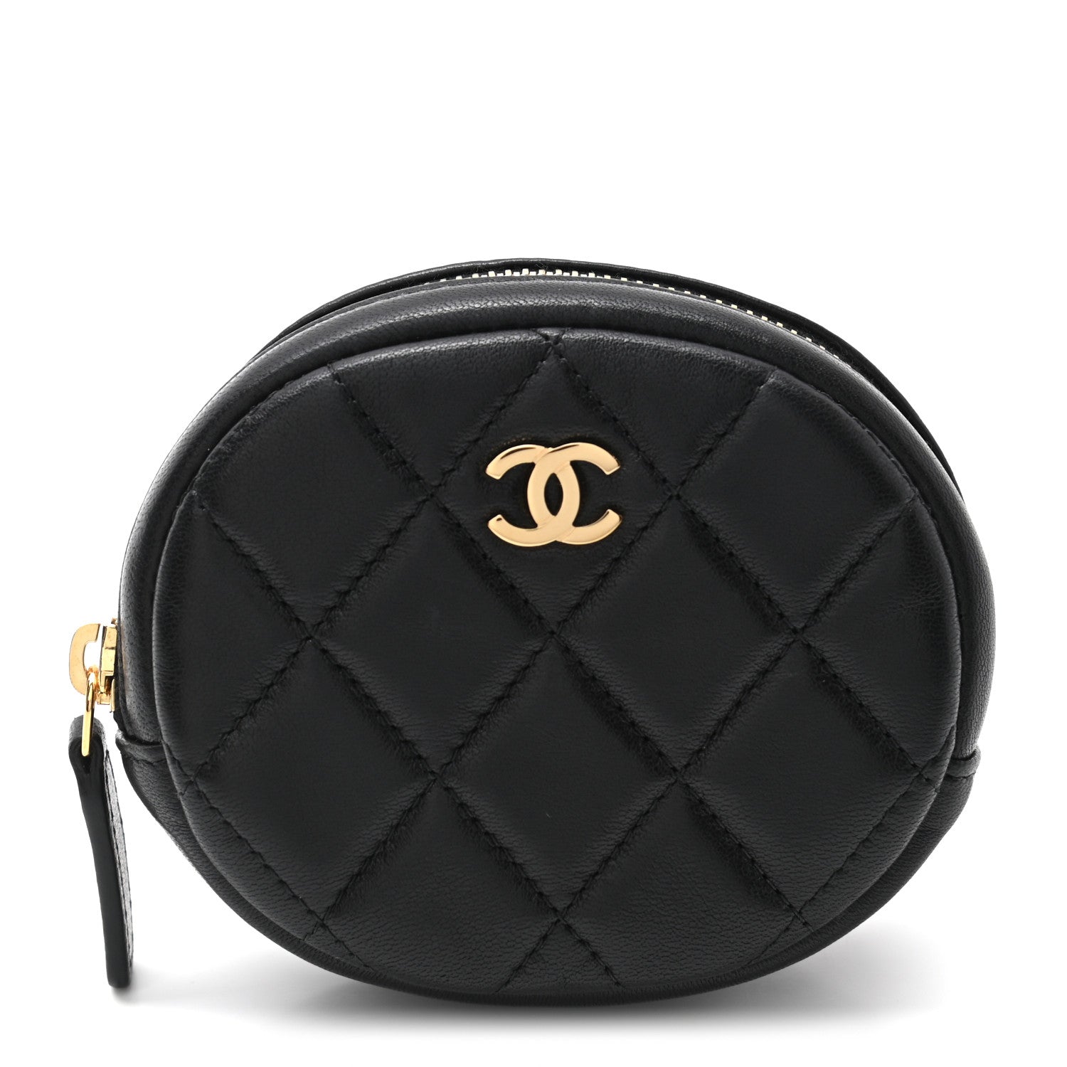 Chanel Lambskin Quilted Zip Around Classic Coin Purse Black 1 of 7