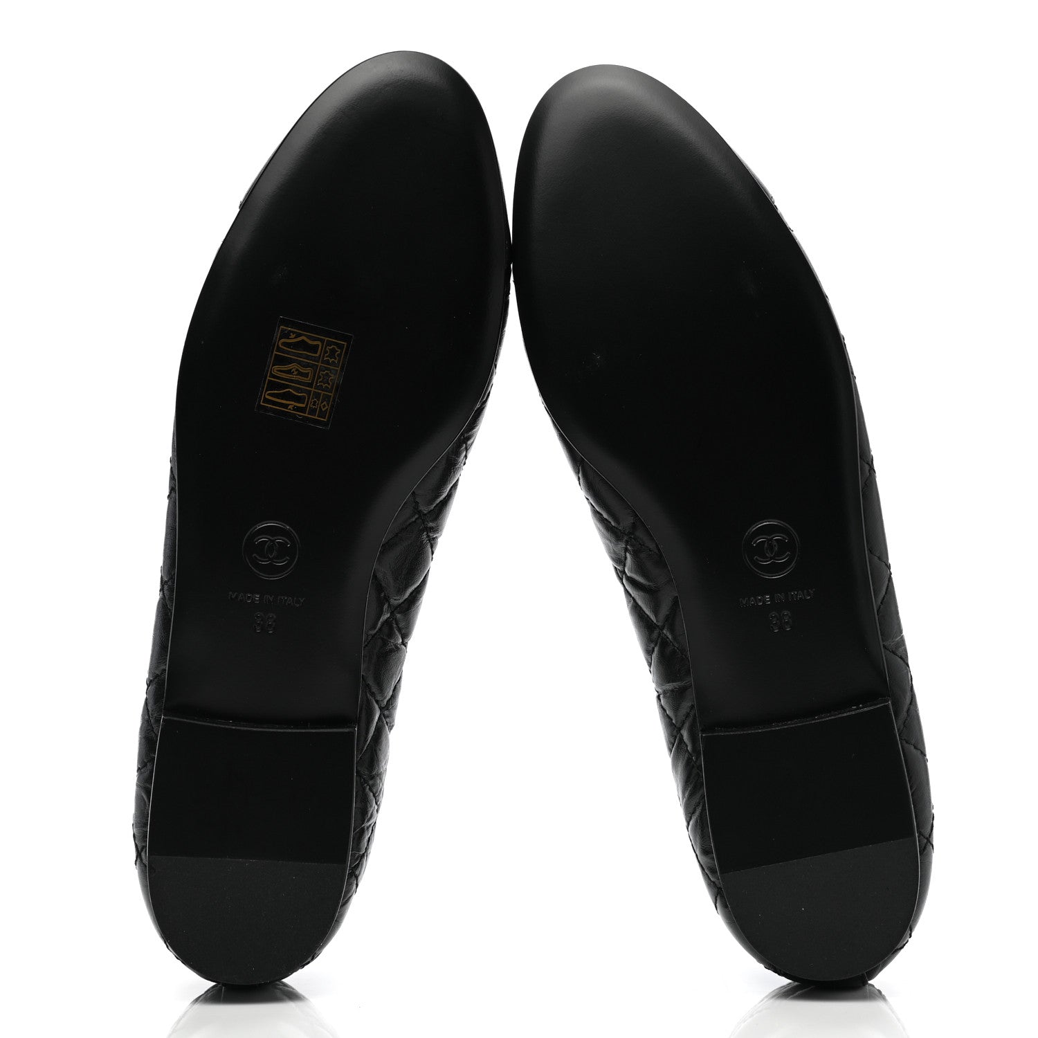 Chanel Aged Calfskin Quilted CC Cap Toe Ballerina Flats 38 Black 5 of 9