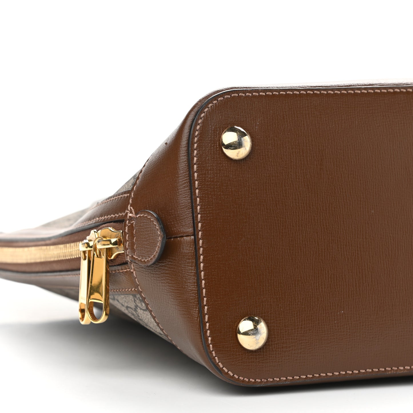 GG Supreme Monogram Azalea Calfskin Fake/Not Horsebit 1955 Duffle Bag Beige Ebony Brown Sugar