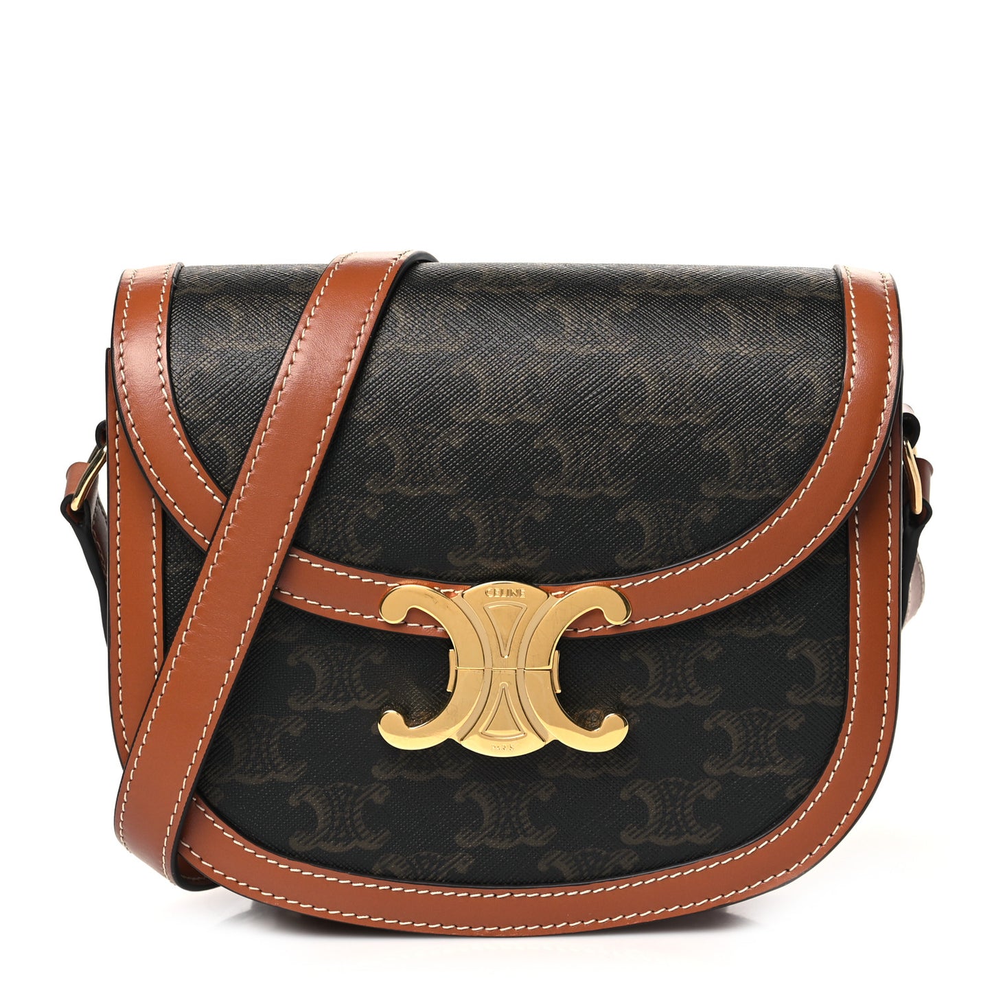 Canvas Calfskin Triomphe Teen Besace Tan