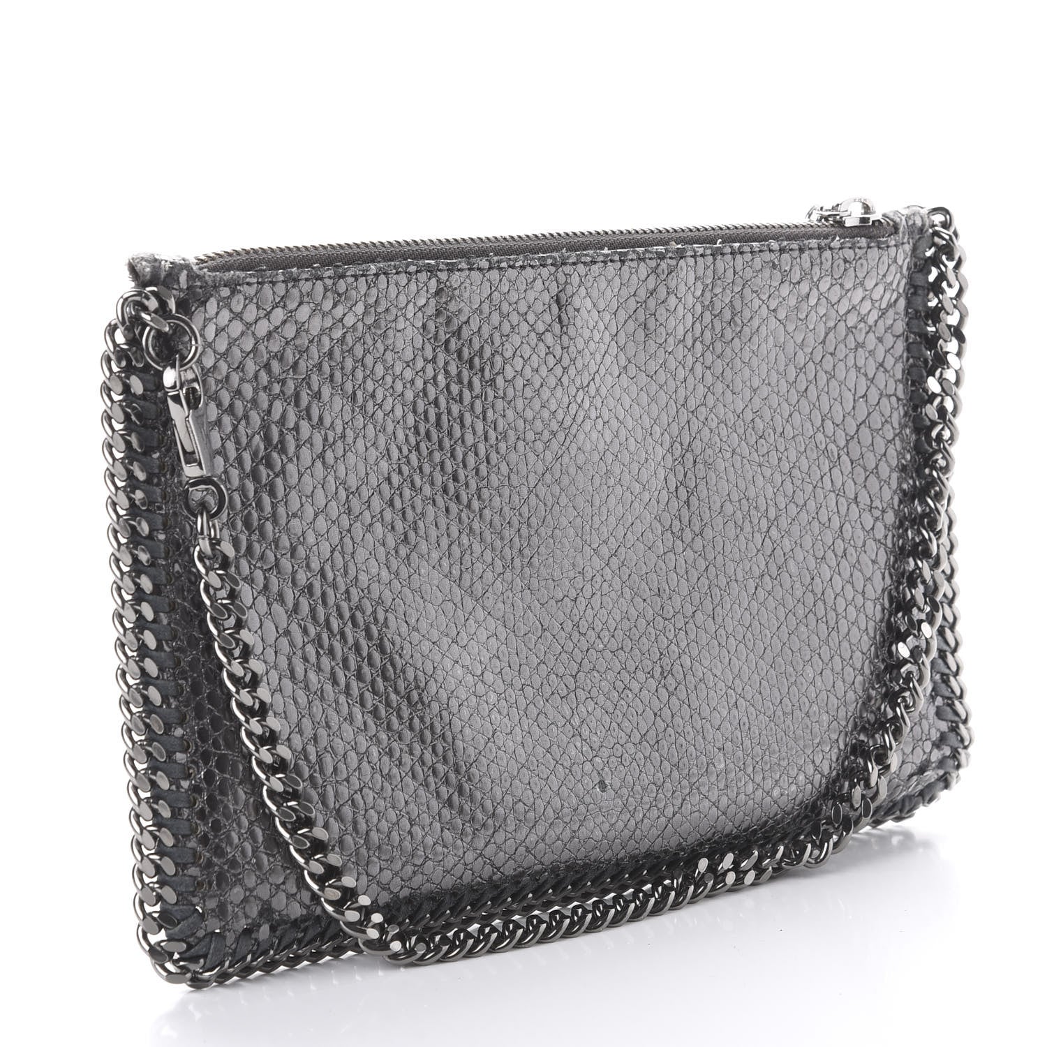 Stella McCartney Metallic Snake Print Falabella Pochette Ruthenium 3 of 9