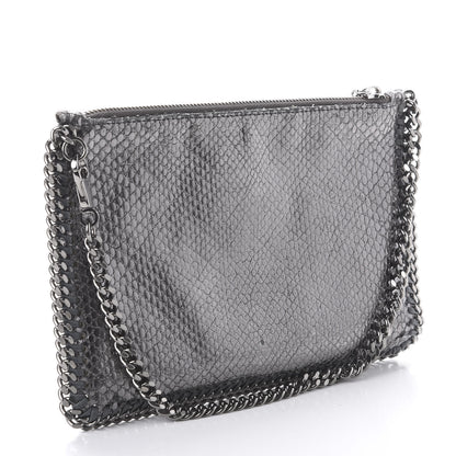Stella McCartney Metallic Snake Print Falabella Pochette Ruthenium 3 of 9
