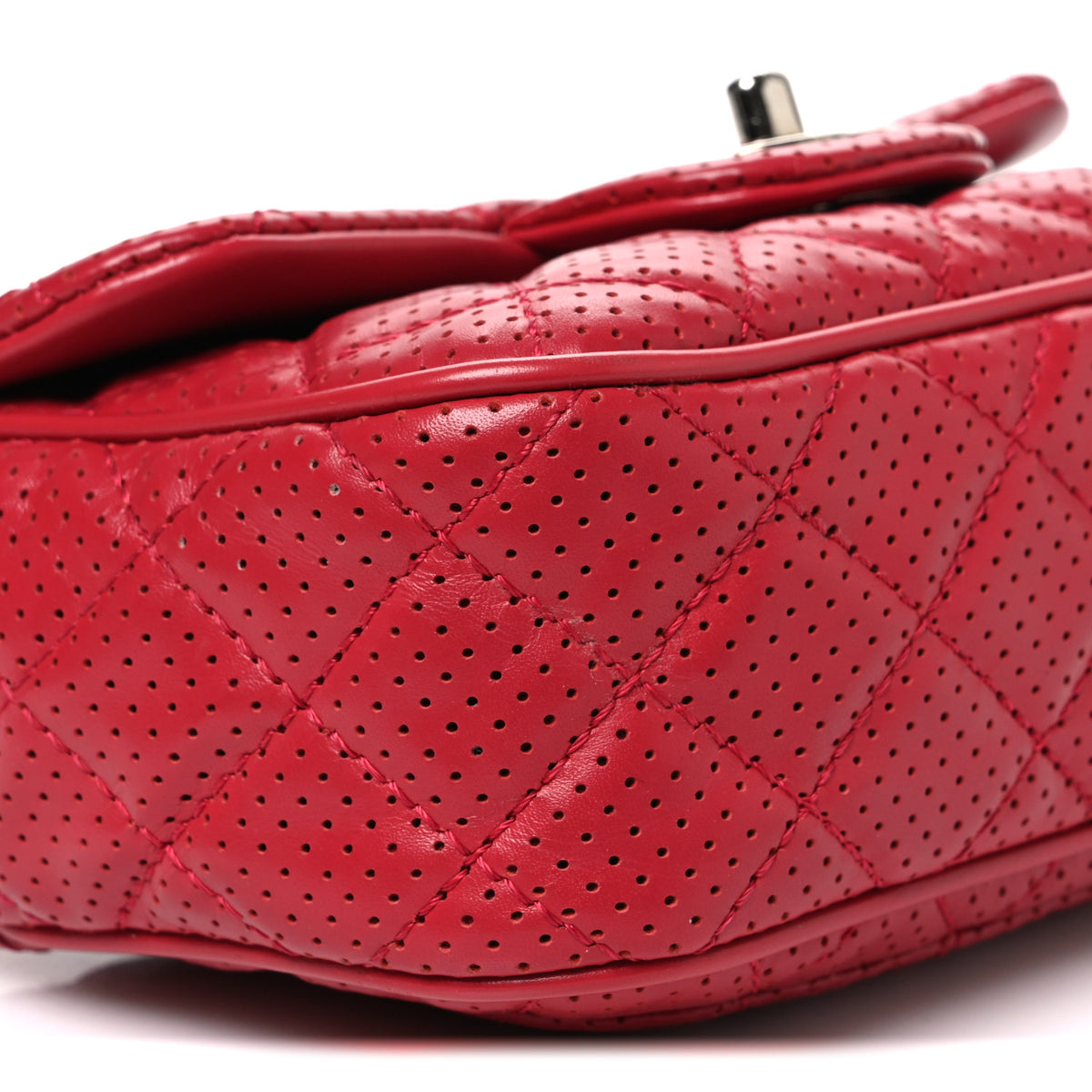 Chanel Lambskin Perforated Mini Rectangular Flap Dark Pink 9 of 11