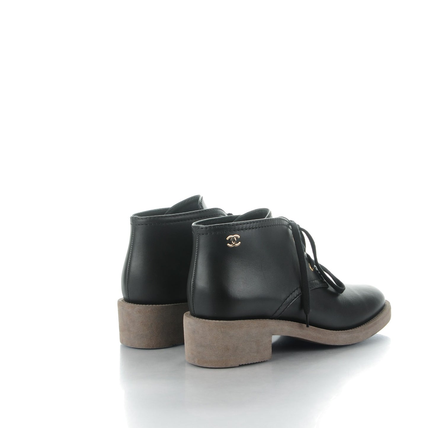 Calfskin Lace Up CC Boots Black