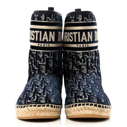 Christian Dior Velvet Oblique Granville Espadrille Boots 36.5 Deep Blue 2 of 9