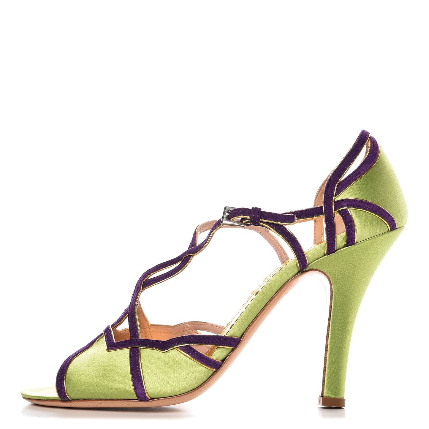 Satin Suede Strappy Sandals 40 Green