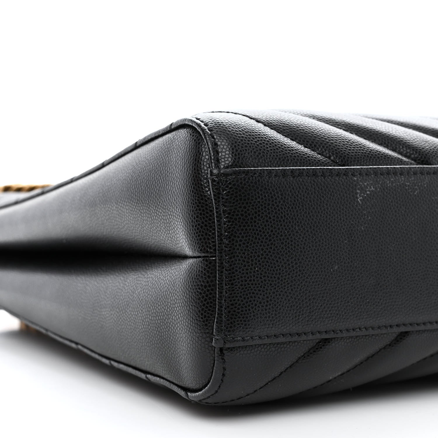 Saint Laurent Grain de Poudre Matelasse Chevron Medium Tribeca Shopping Bag Black 10 of 13