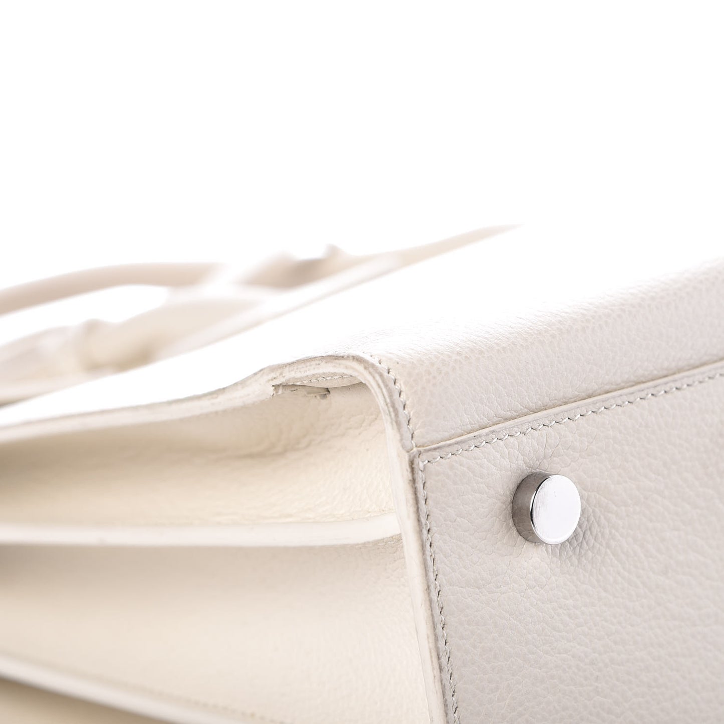 Grained Calfskin Small Sac De Jour Dove White