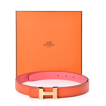 Hermes Swift Epsom 24mm Mini Constance H Belt 85 Orange Poppy Rose Azalee 7 of 7