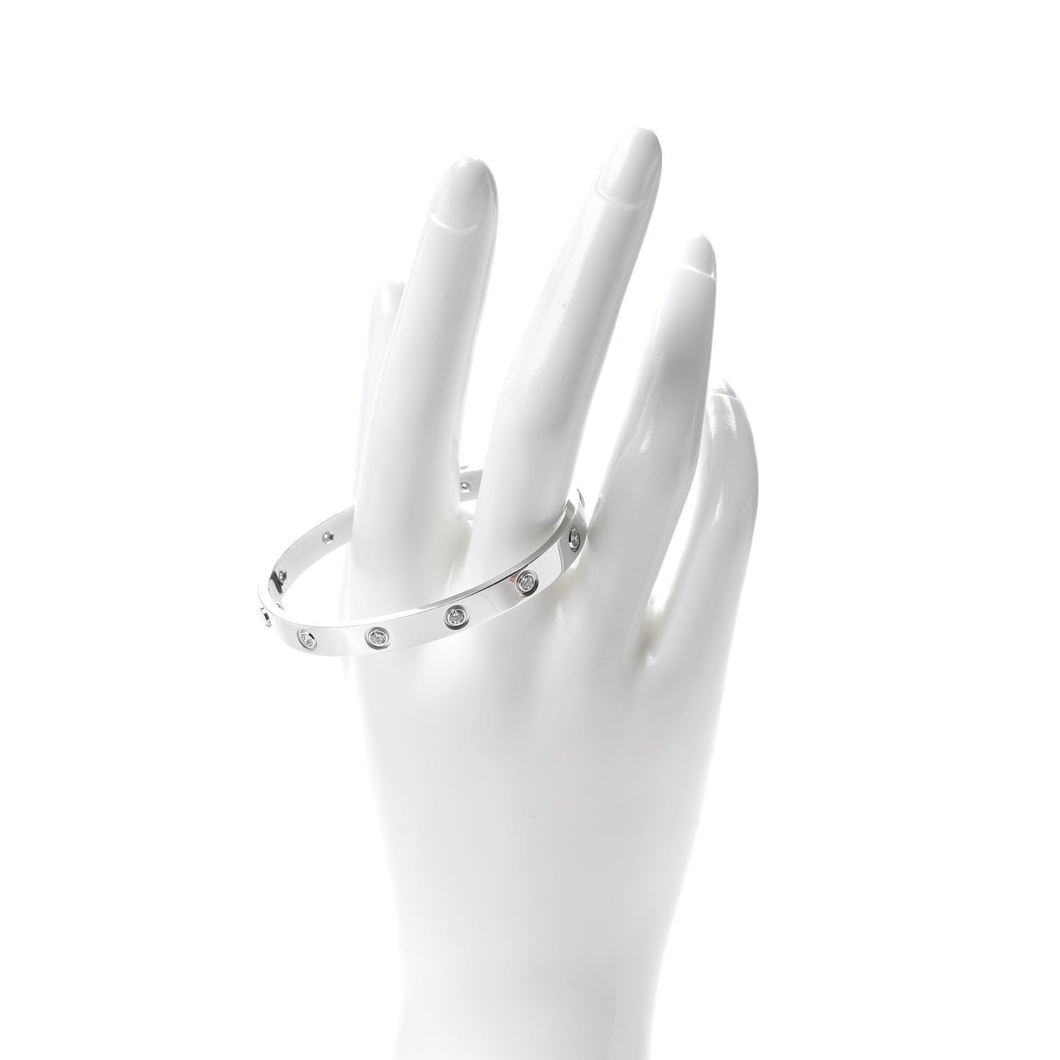 Cartier 18K White Gold 10 Diamond LOVE Bracelet 16 2 of 6