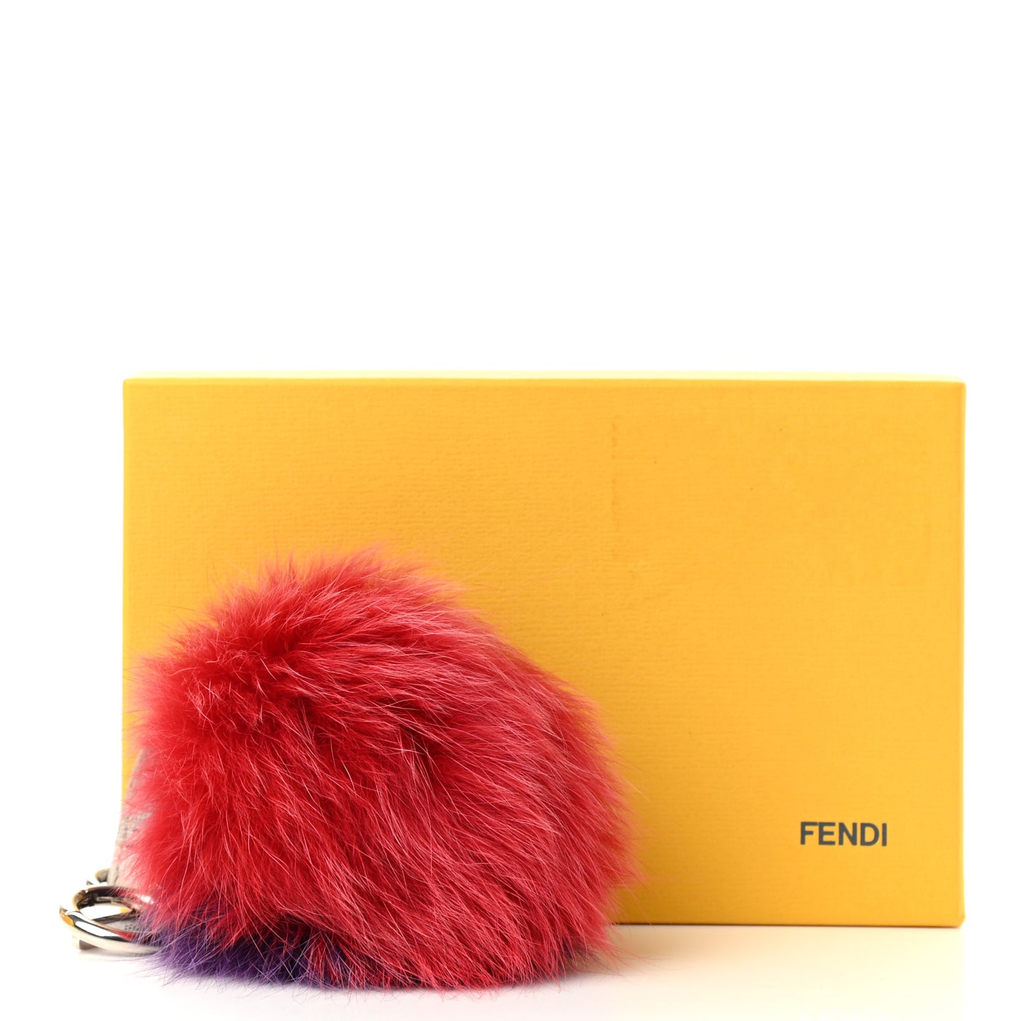 Fox Fur Pom Pom Bag Charm Red Purple