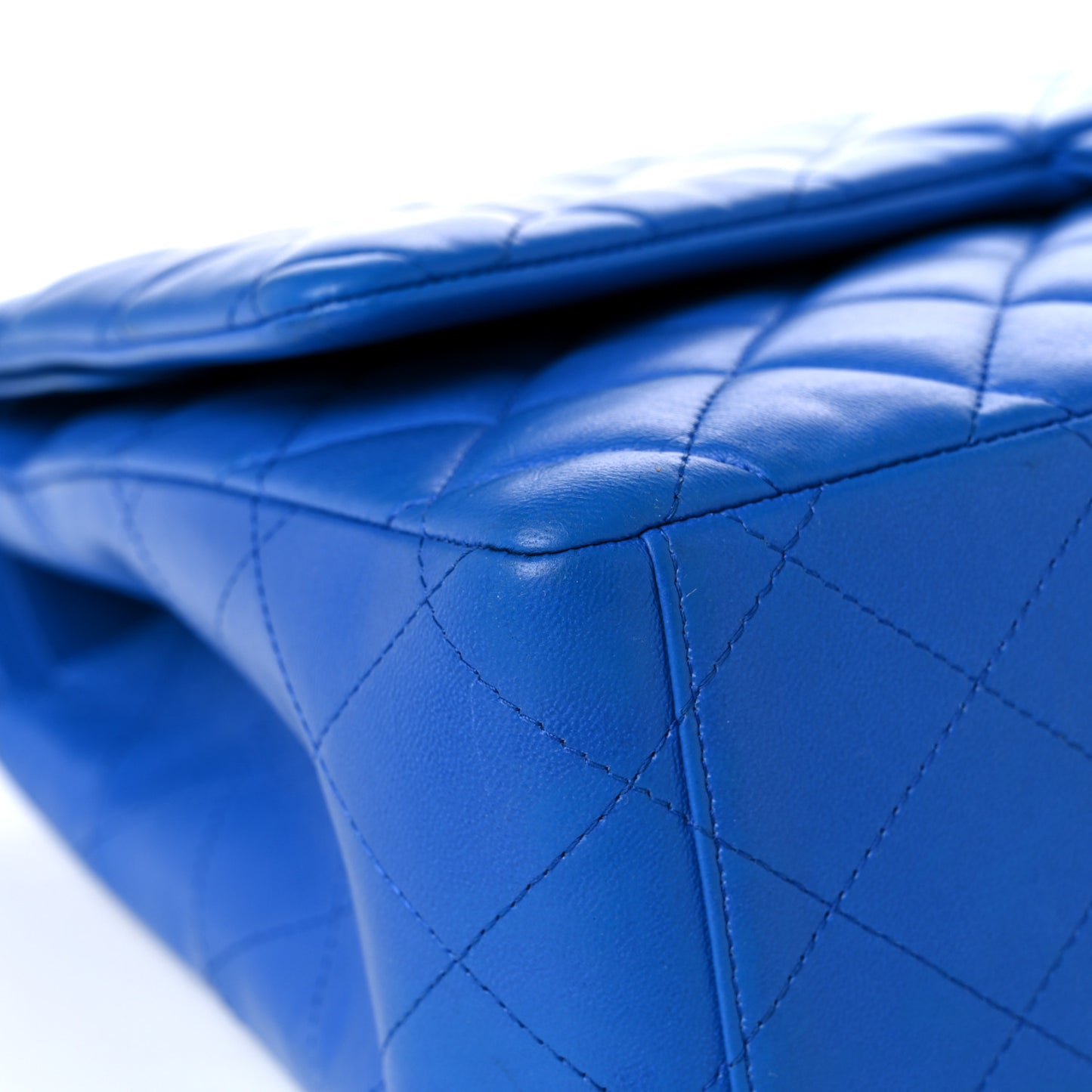 Lambskin Quilted Maxi Double Flap Blue