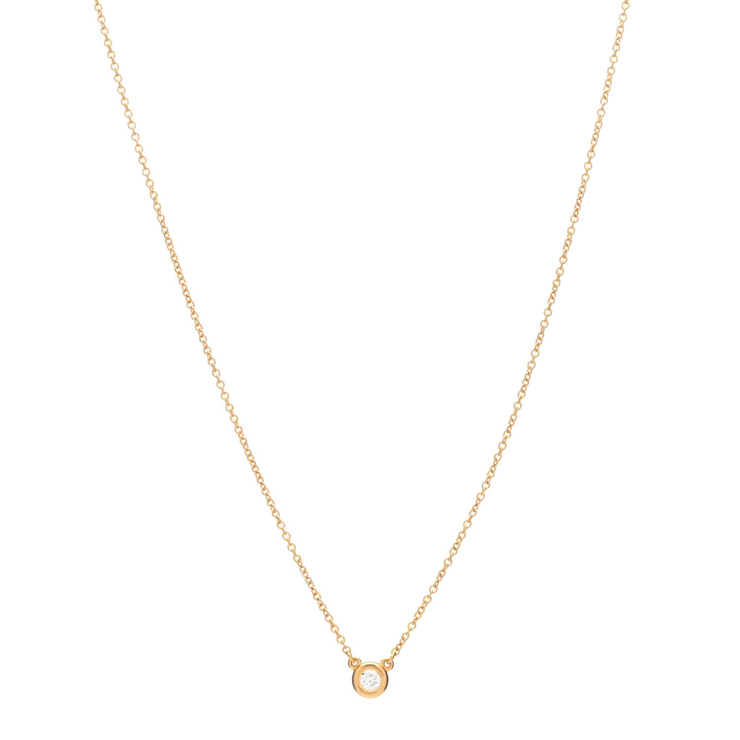 Tiffany 18K Rose Gold Diamond .10ct Elsa Peretti Diamonds by the Yard Pendant Necklace 1 of 5