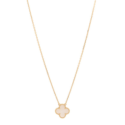 Van Cleef & Arpels 18K Yellow Gold Mother of Pearl Vintage Alhambra Pendant Necklace 1 of 6